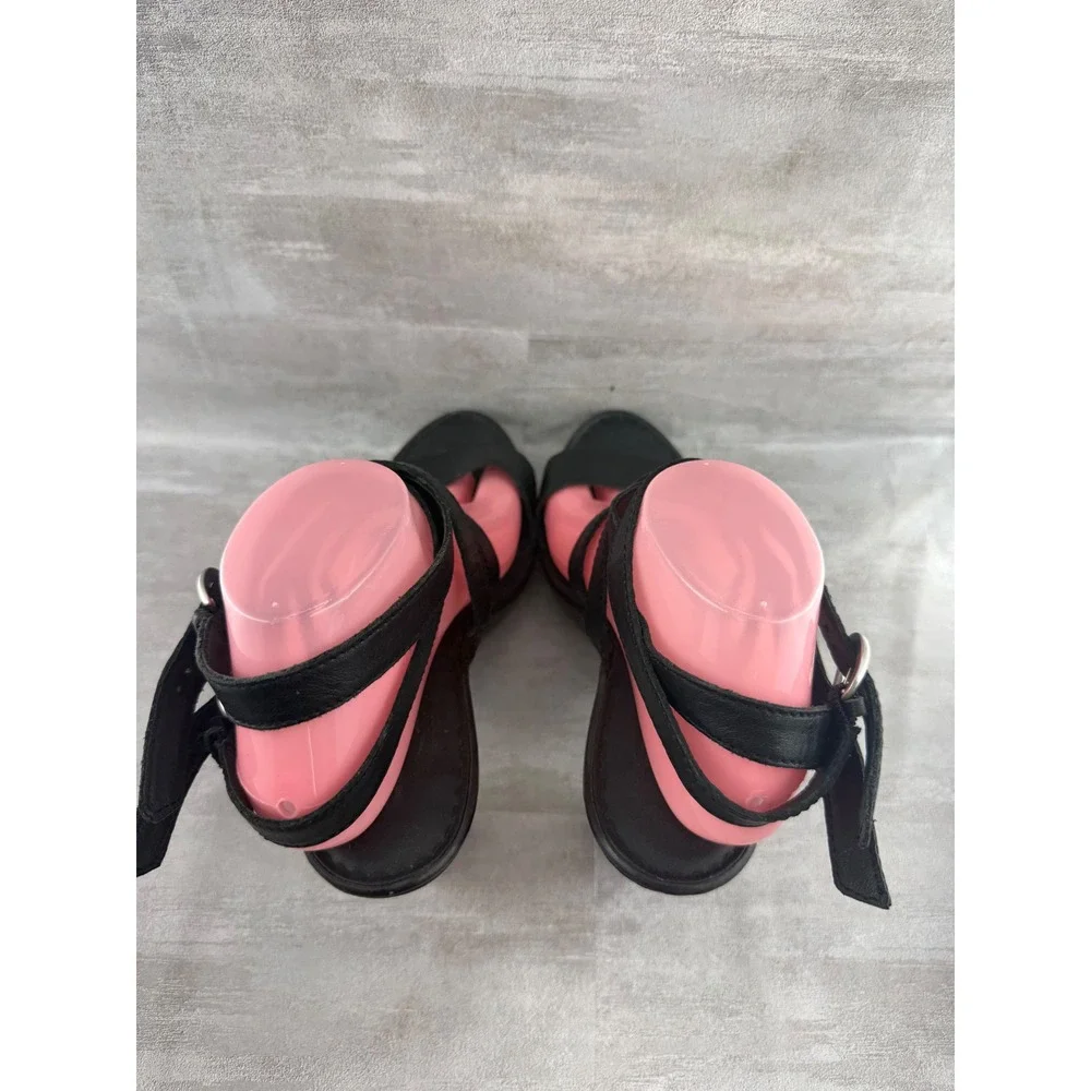 Born Black Leather Strappy Platform Block Heel Sandals Women Sz US 10 EU 42